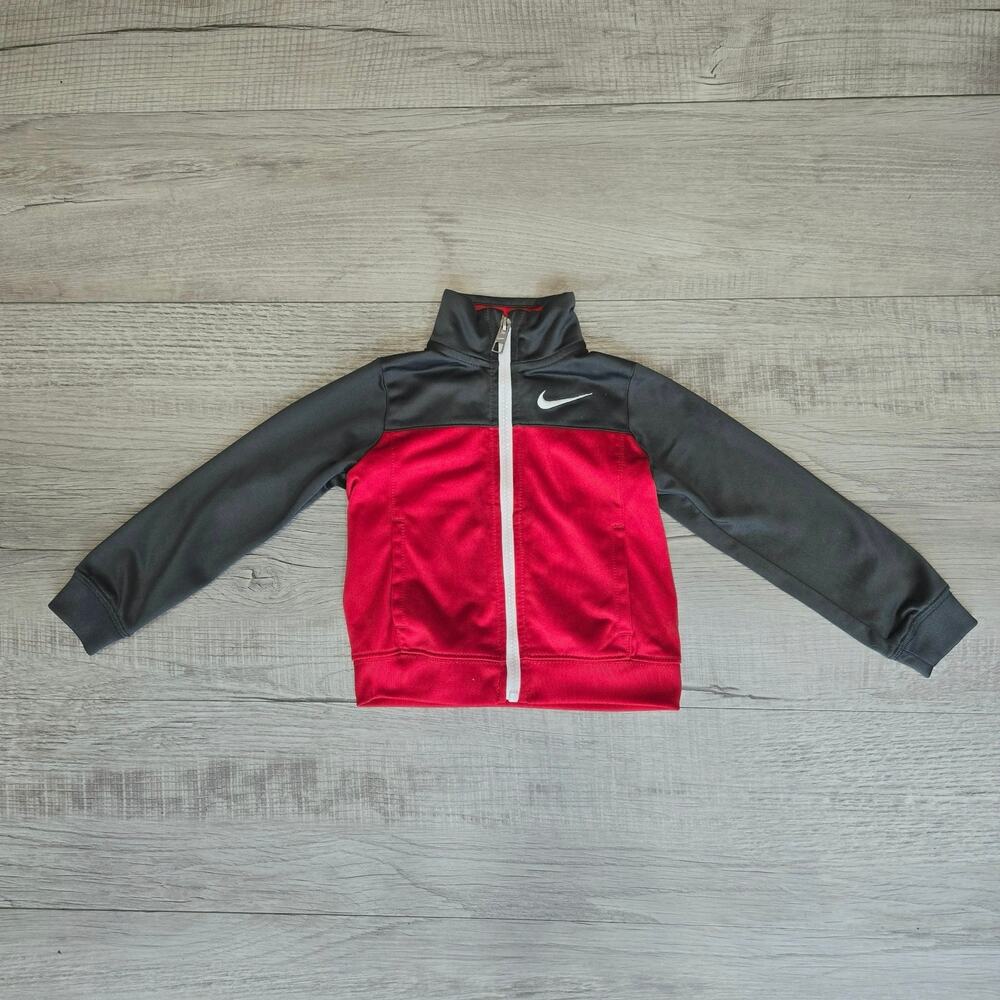Nike Toddler Track Jacket Zip Up Red/Gray Size 2T Long Sleeve Full Zip High Neck